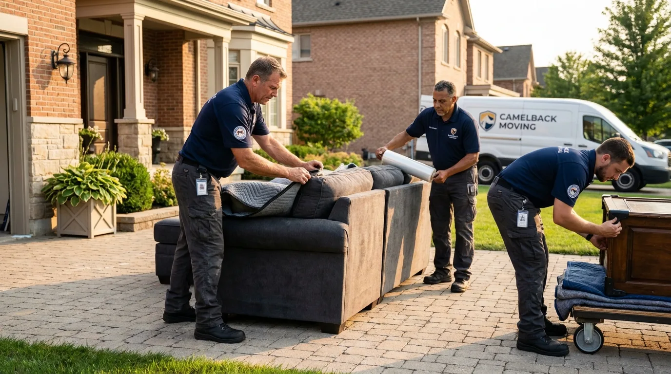 Large estate moving crew wrapping furniture in Daleville, IN