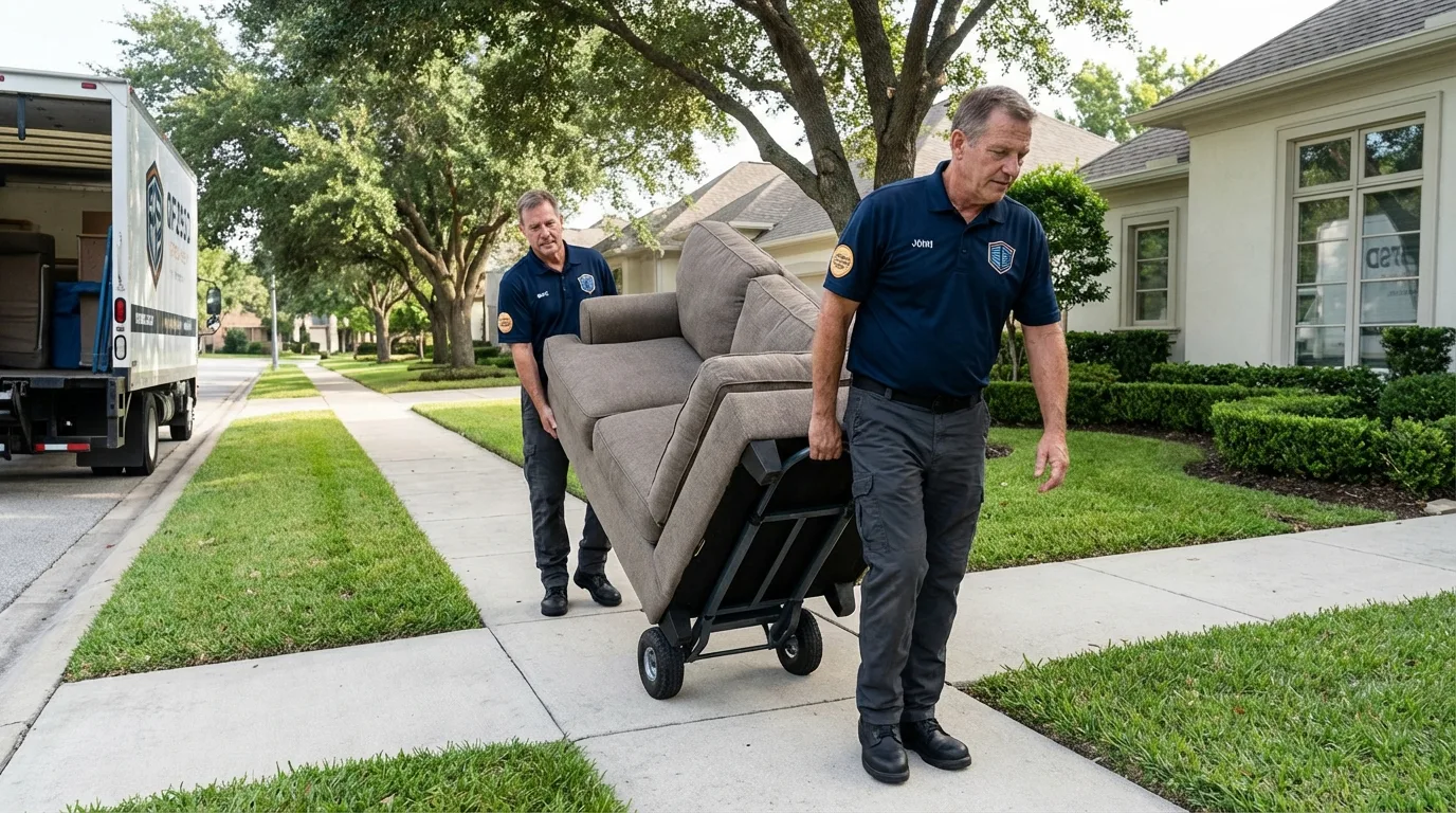 Local residential moving crew loading furniture in Daleville, IN